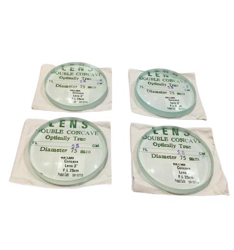 Concave Lens Size: 75mm, Focal Length 25cm (PK. of 4 Pcs.)
