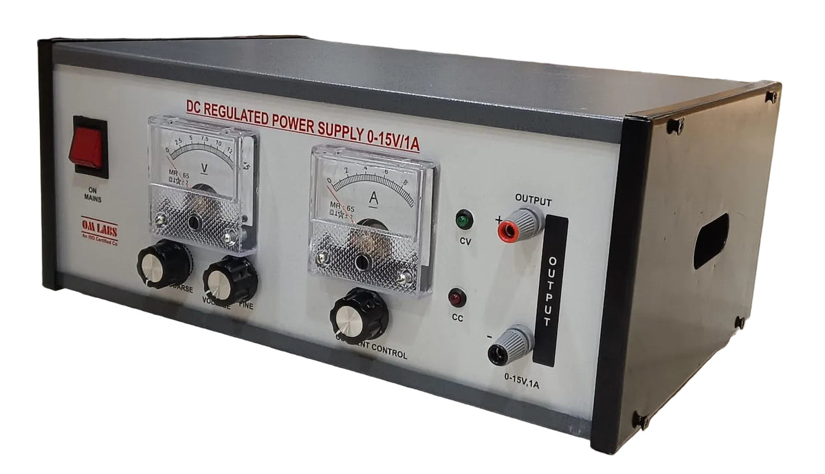 DC REGULATED POWER SUPPLIES WITH TWO ANALOG METERS(0-15V/1ADC)