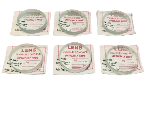 Concave Lens Size: 50mm, Focal Length 10cm (PK. of 6 Pcs.)