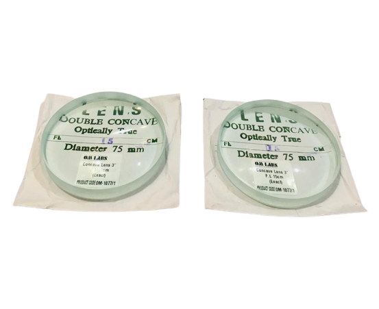 Concave Lens Size: 75mm, Focal Length 15cm (Exact) (PK. of 2 Pcs.)