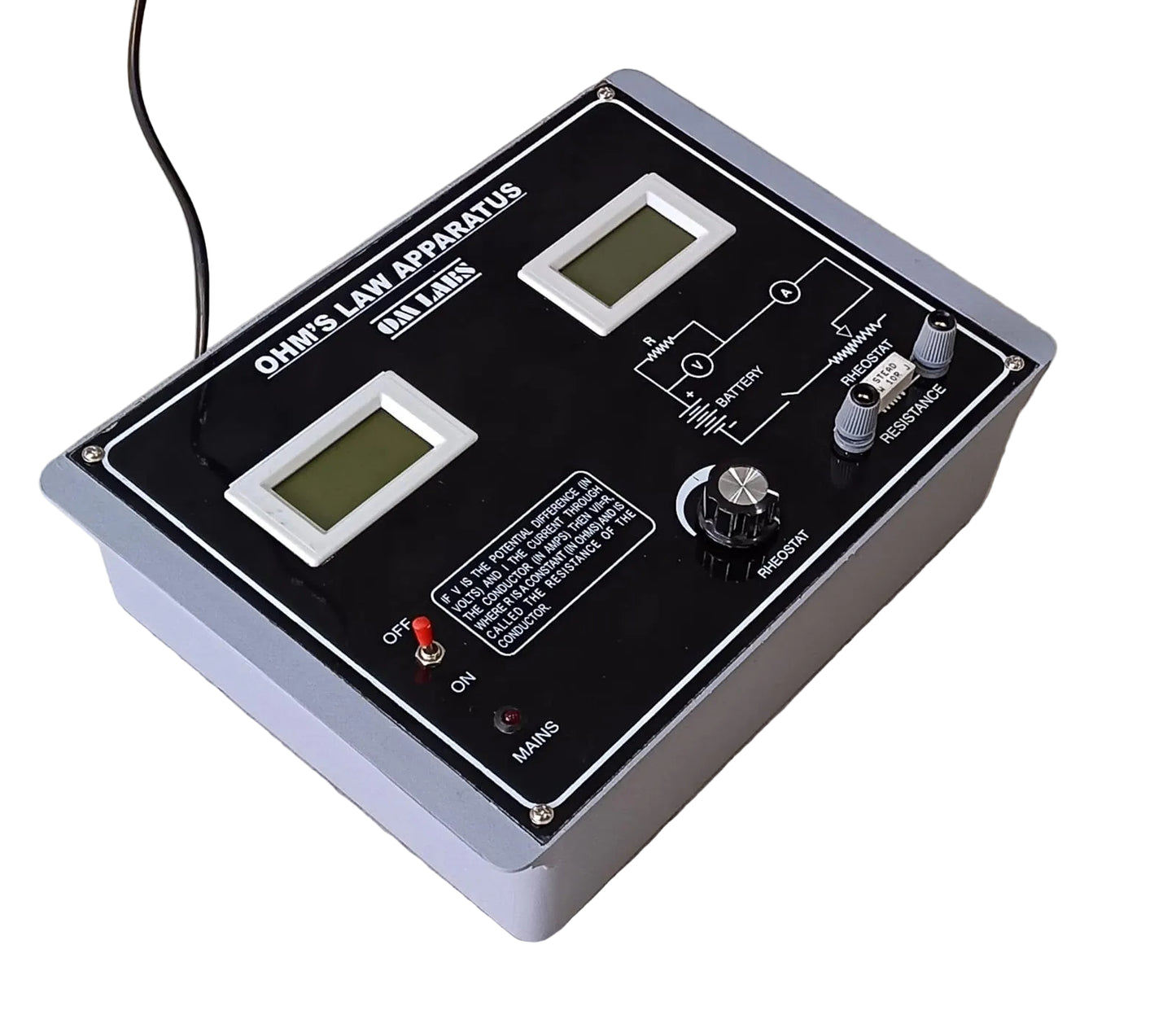 Ohm's Law Apparatus With Digital Meters
