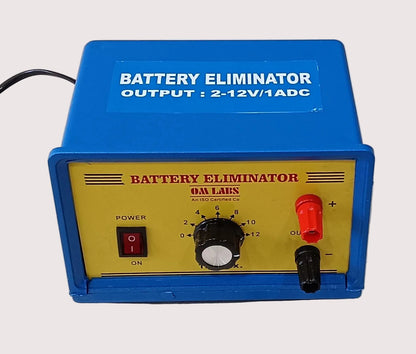 BATTERY ELIMINATOR 2-12V/1A DC in Plastic Box