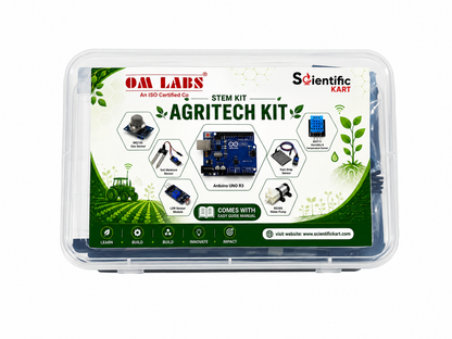 OM LABS Agri-Tech Arduino STEM Kit (Soil Moisture, Rain Drop Sensor, Humidity, Light Intensity, Fire Detection, and Temperature)