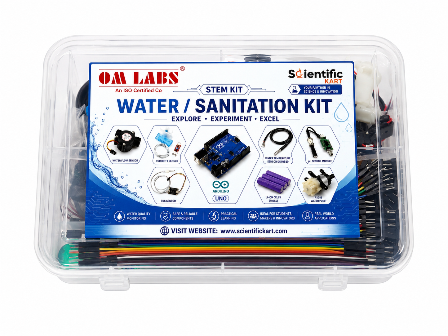 OM LABS Water/Sanitation Arduino STEM Kit (pH, Turbidity, TDS, Water Temperature, Water Pump, and Water Flow)