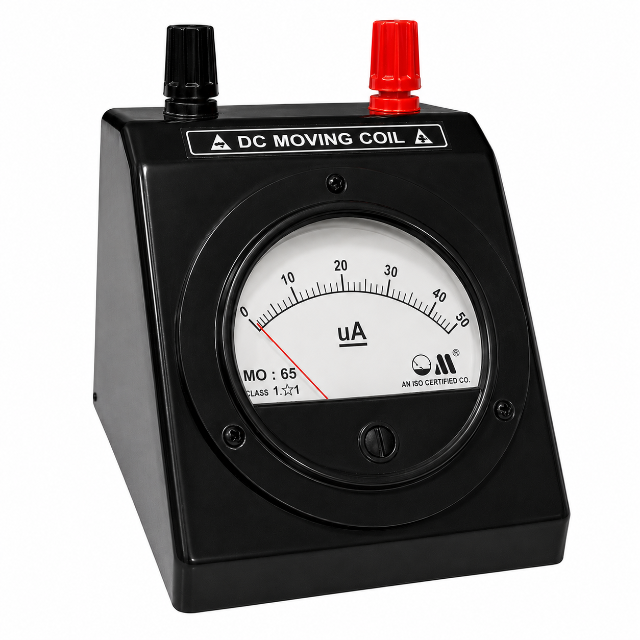 DC  MICROAMMETER | MODEL MO 65 TOP TERMINAL ROUND BLACK STAND METER