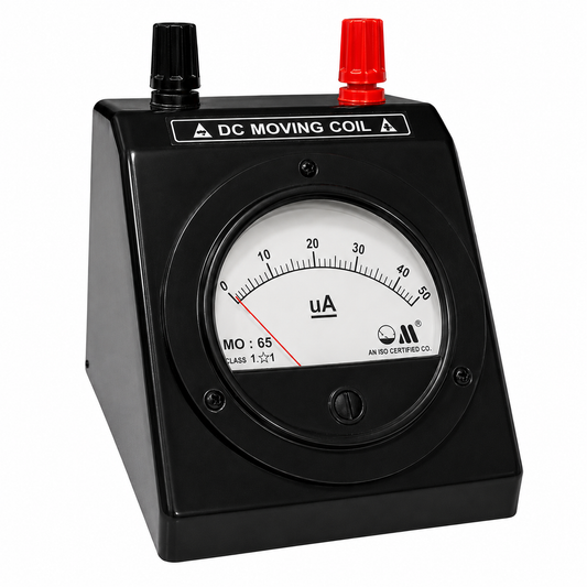 DC  MICROAMMETER | MODEL MO 65 TOP TERMINAL ROUND BLACK STAND METER