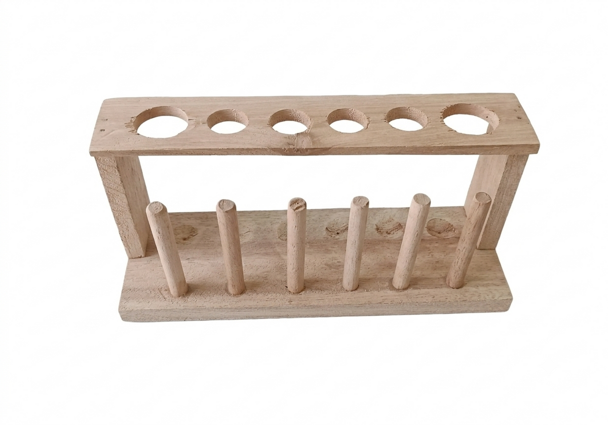 Test Tube Stand 6 Hole Wooden Pack of 2