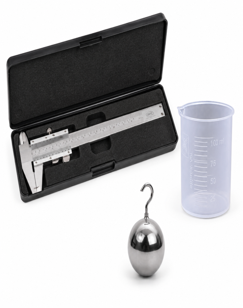 To Measure the diameter of a small spherical/cylinderical body and to measure internal diameter and depth of a given beaker using Vernier Caliper and find its Volume. ( Superior )