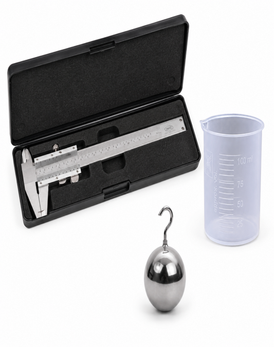 To Measure the diameter of a small spherical/cylinderical body and to measure internal diameter and depth of a given beaker using Vernier Caliper and find its Volume. ( Superior )