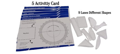 Light and Optics Class Demo Kit - Experience The Concepts of Lenses | 9 Acrylic Lenses, Ray Box , Mirror, Arc with Adapter
