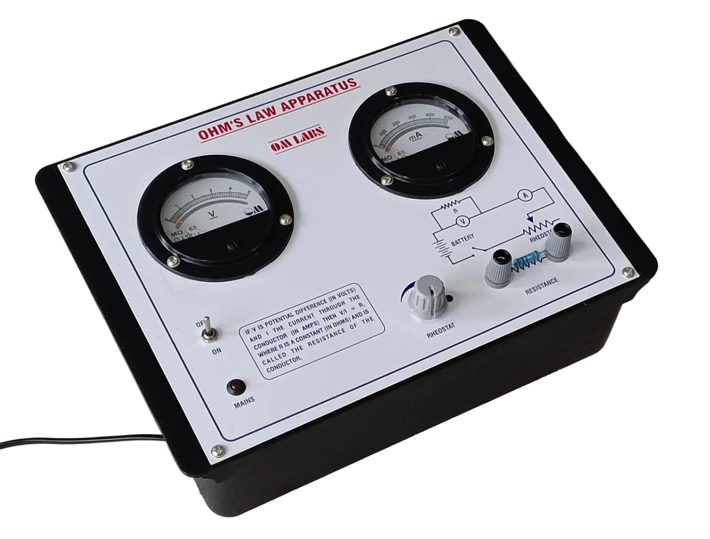 Ohm's Law Apparatus With Power Supply | 2 Round Meter