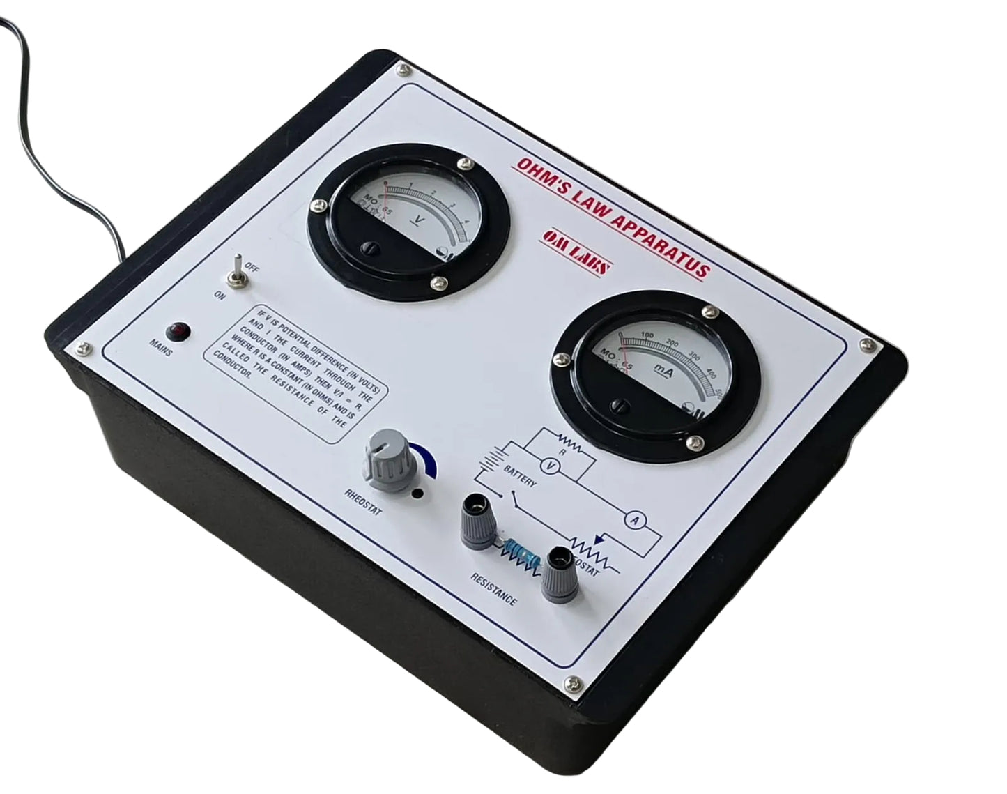 Ohm's Law Apparatus With Power Supply | 2 Round Meter
