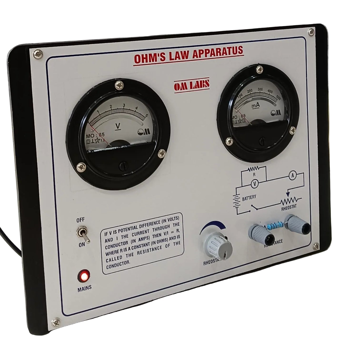 Ohm's Law Apparatus With Power Supply | 2 Round Meter