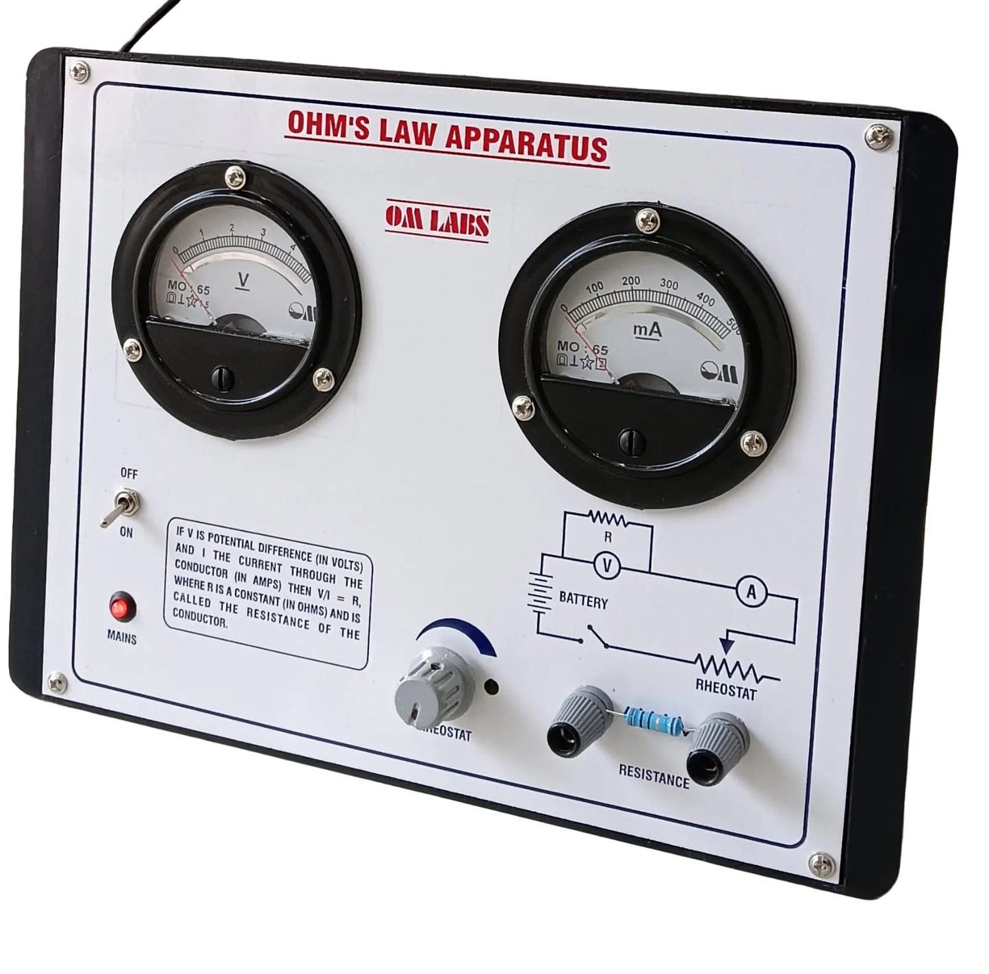 Ohm's Law Apparatus With Power Supply | 2 Round Meter