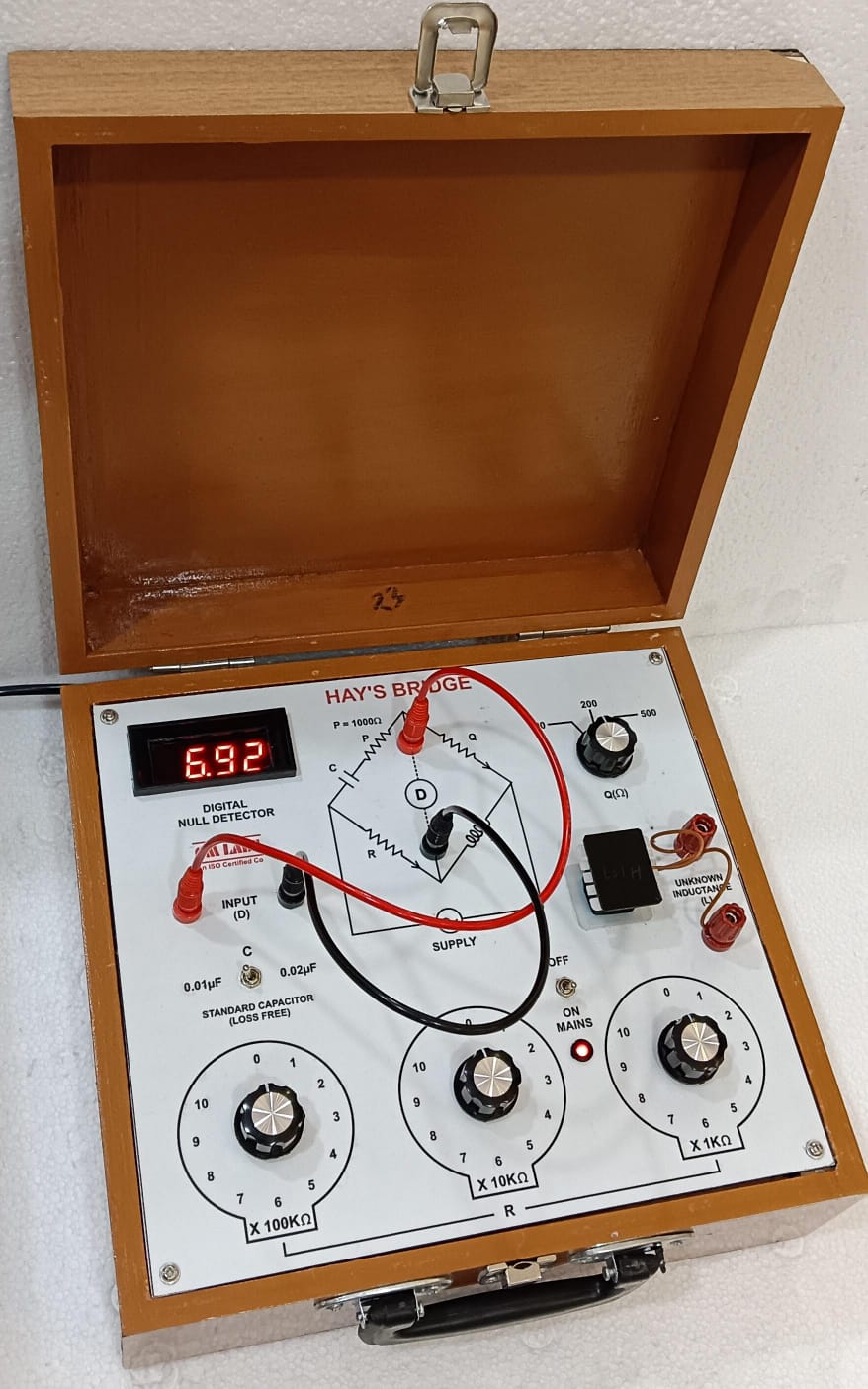 Hays Bridge with Null Detector & Oscillator With Wooden Box