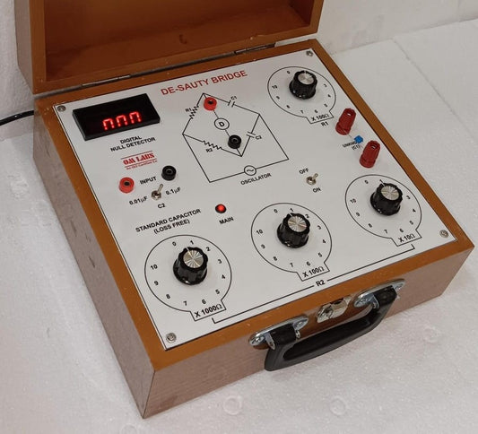 De-Sauty Bridge with Null detector & Oscillator with Wooden Box