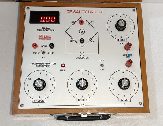 De-Sauty Bridge with Null detector & Oscillator with Wooden Box