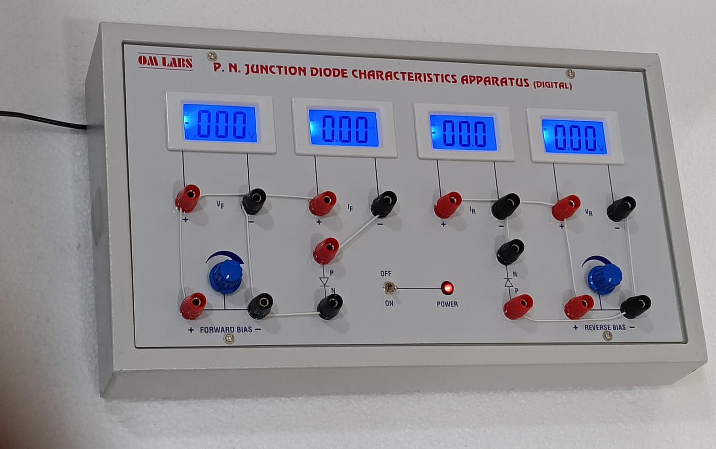 PN Junction diode Ch. App. (4 Digital Meters & outside wire connection)