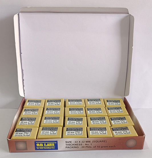 Coverslip Microscopic Cover Glass Size: 22mm(20 pkt. in one box)