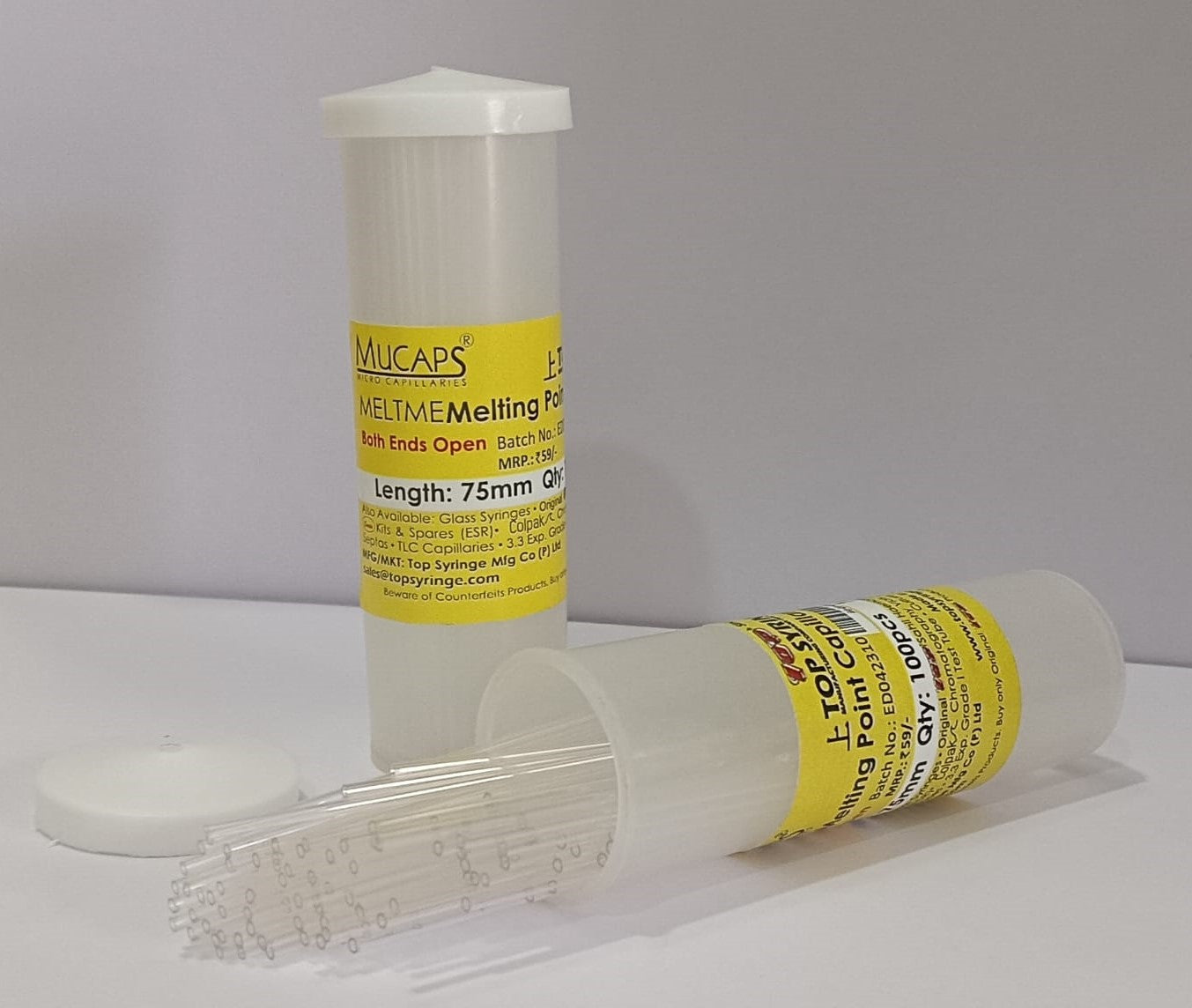 Capillary Melting Point Tubes – Both end Open | 1 box contains 100 pieces (Pack of 2 Boxes, 200 Tubes)