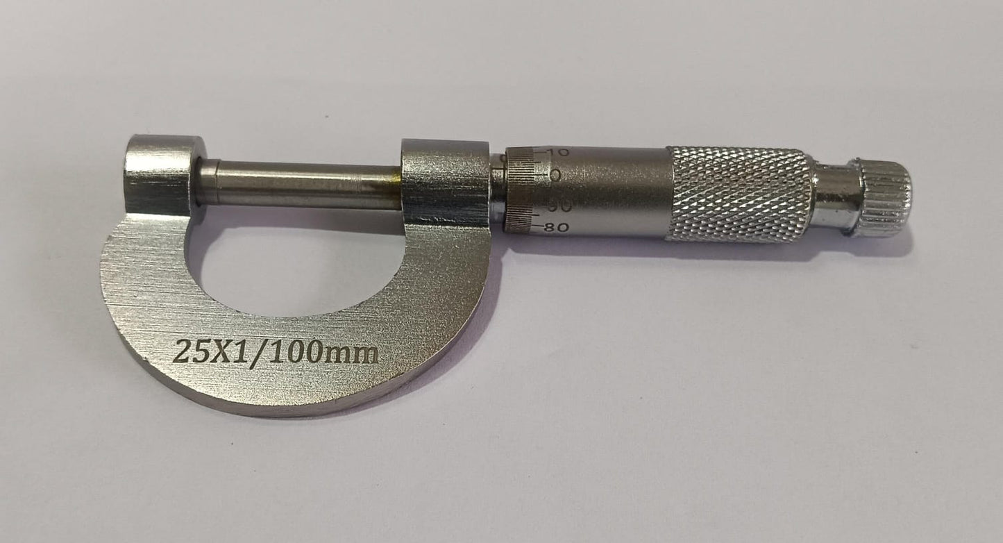 Screw Gauge Micro meter | Size: 25x1/100mm | Stainless Steel