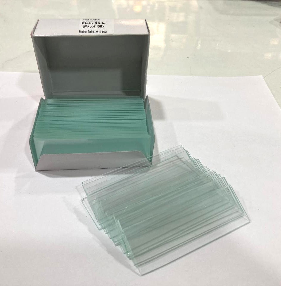 Plain Slides | Microscope Slide (Glass) 75x 25mm  1Set of 50 Pcs, (Pack. of 1 Pcs