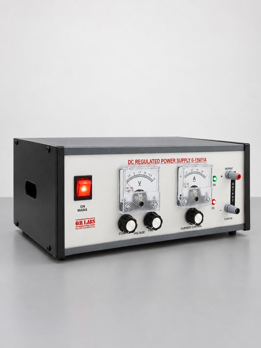 DC REGULATED POWER SUPPLIES WITH TWO ANALOG METERS(0-15V/1ADC)