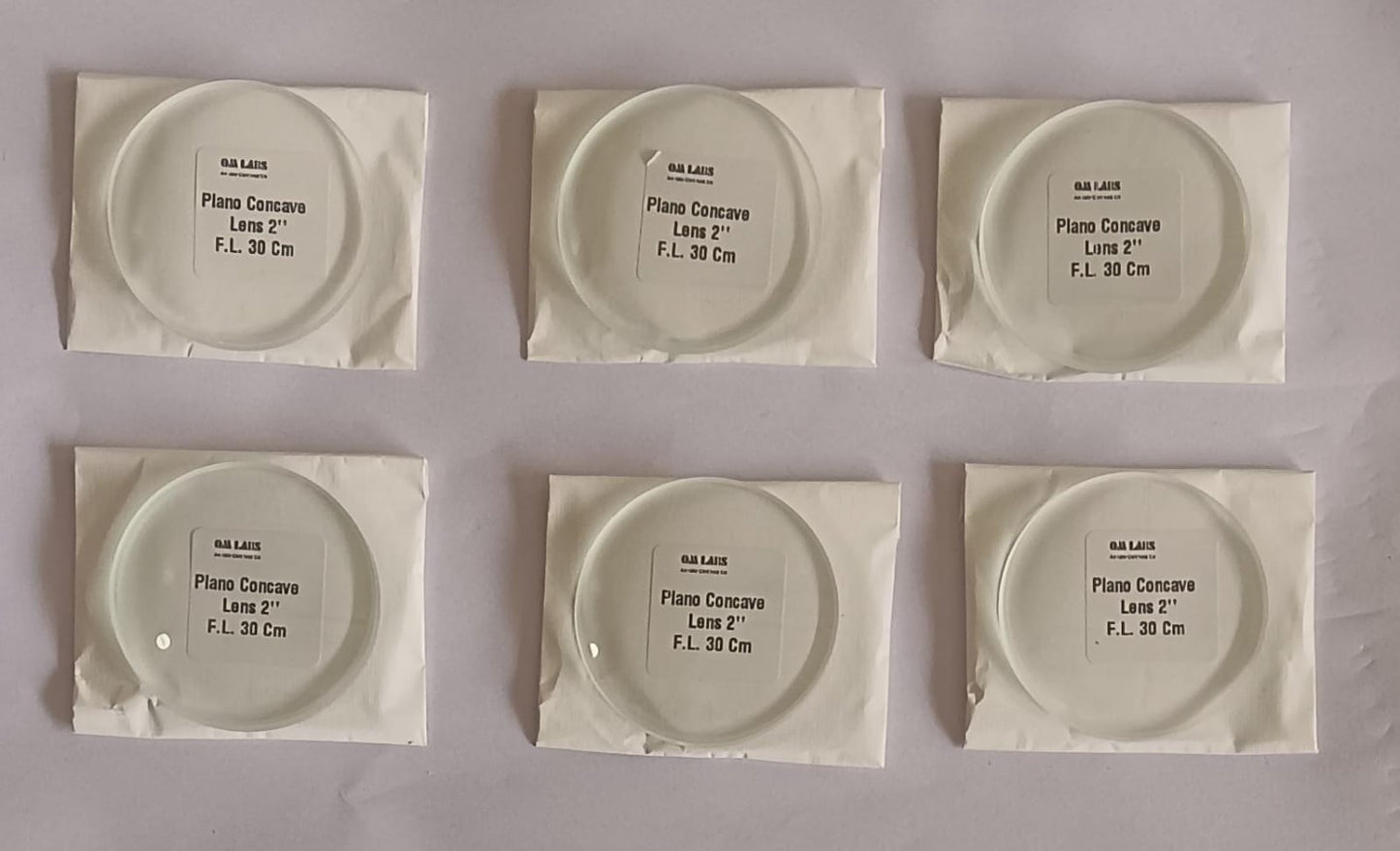 Plano Lens Concave & Convex 2" Focal Lenght 30cm | Set Of 6