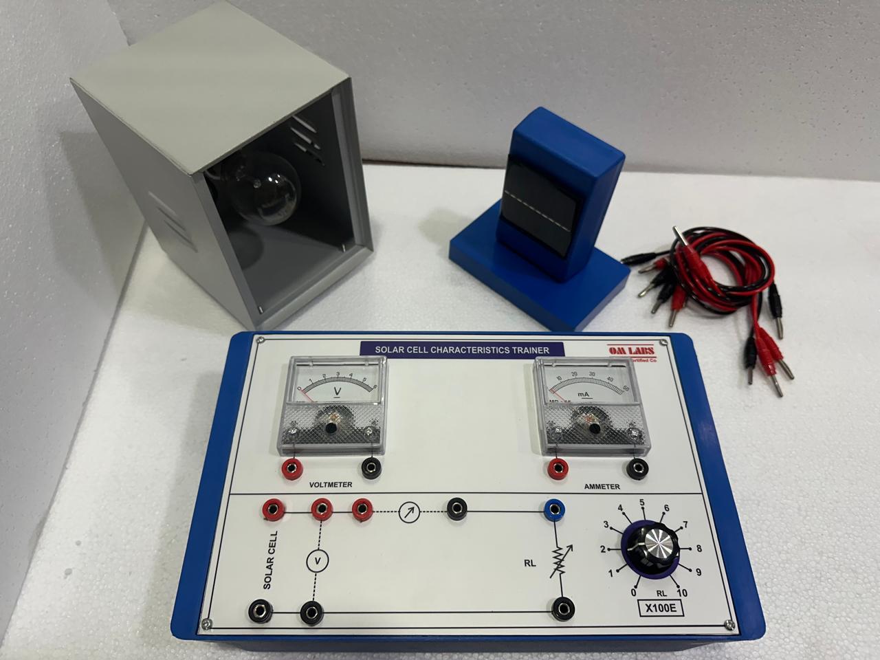 Solar Cell Characteristics Trainer with light source Complete Setup | 2 Analog Meter