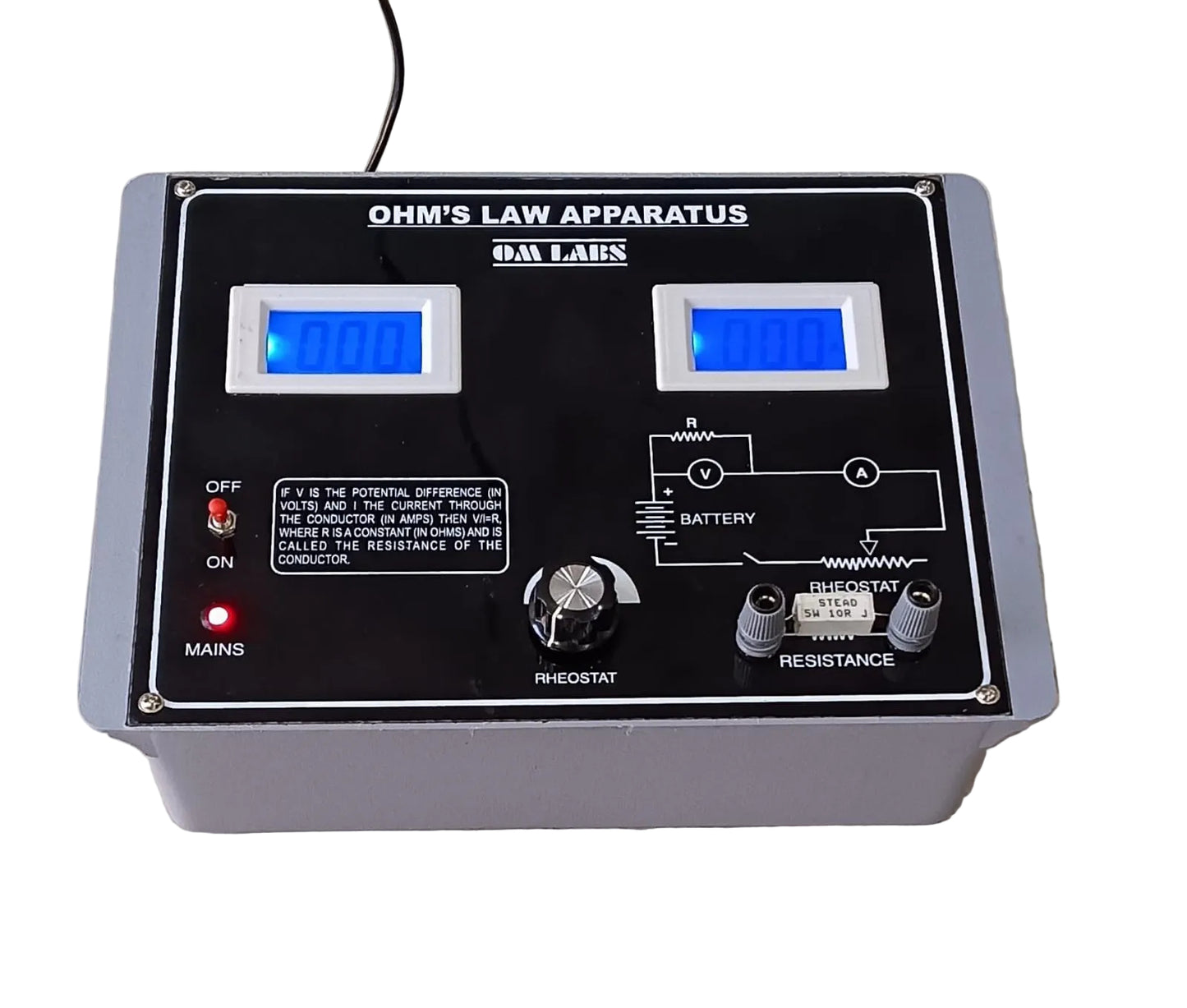 Ohm's Law Apparatus With Digital Meters