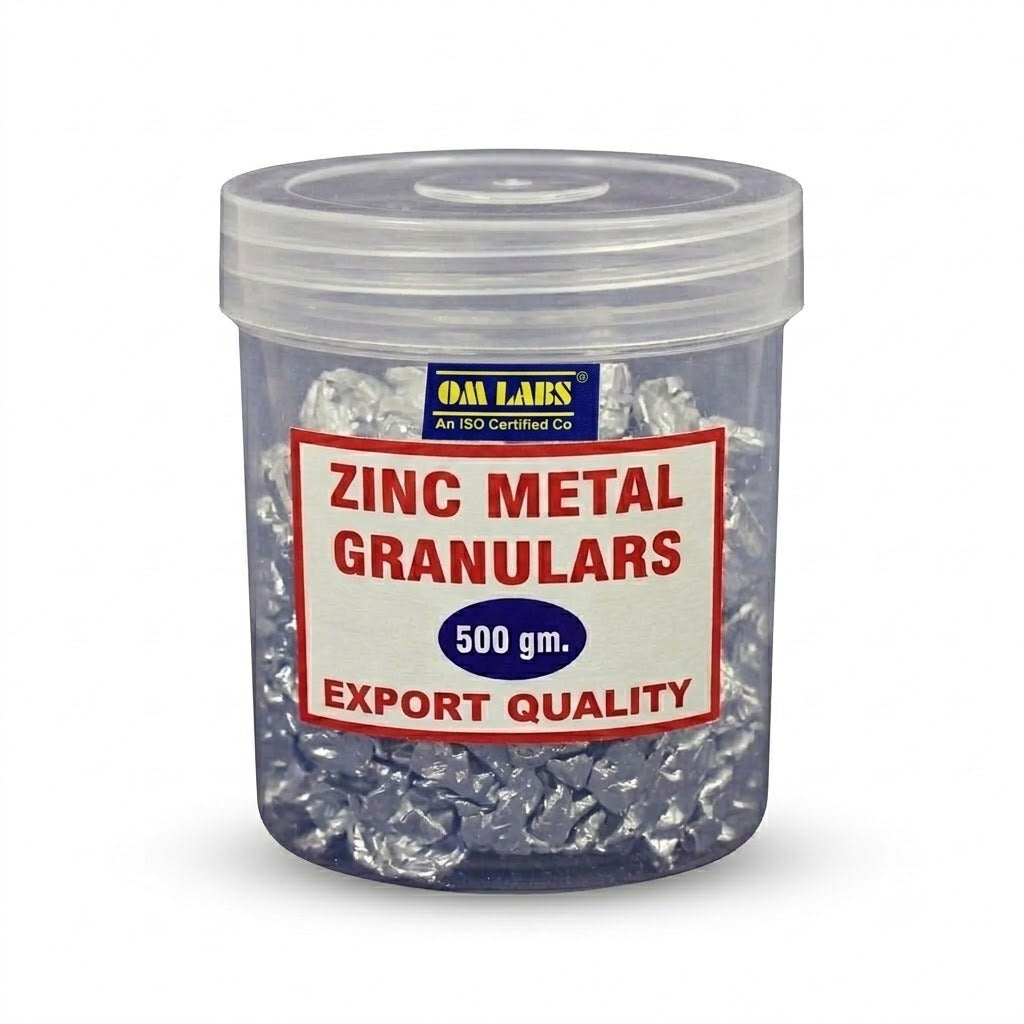 ZINC GRANUELS  PIECES / PACK OF 500GM WITH PLASTIC BOX