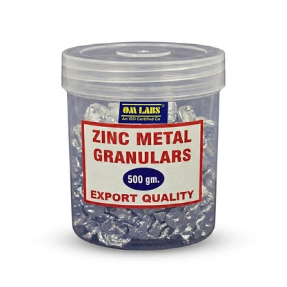 ZINC GRANUELS  PIECES / PACK OF 500GM WITH PLASTIC BOX