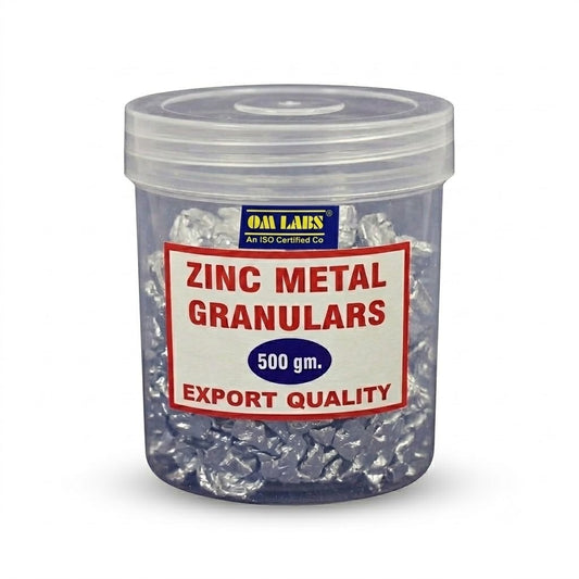 ZINC GRANUELS  PIECES / PACK OF 500GM WITH PLASTIC BOX