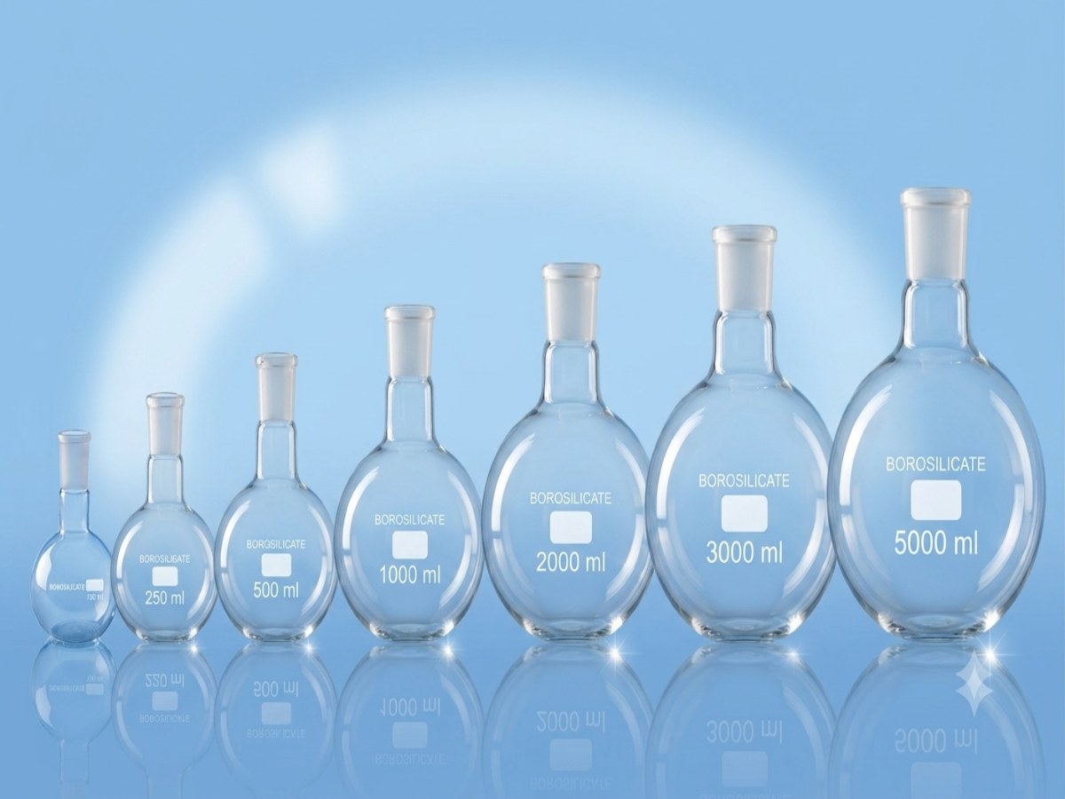 Flask Boiling Round Bottom With Socket Set Borosilicate Glass  | Laboratory Glassware