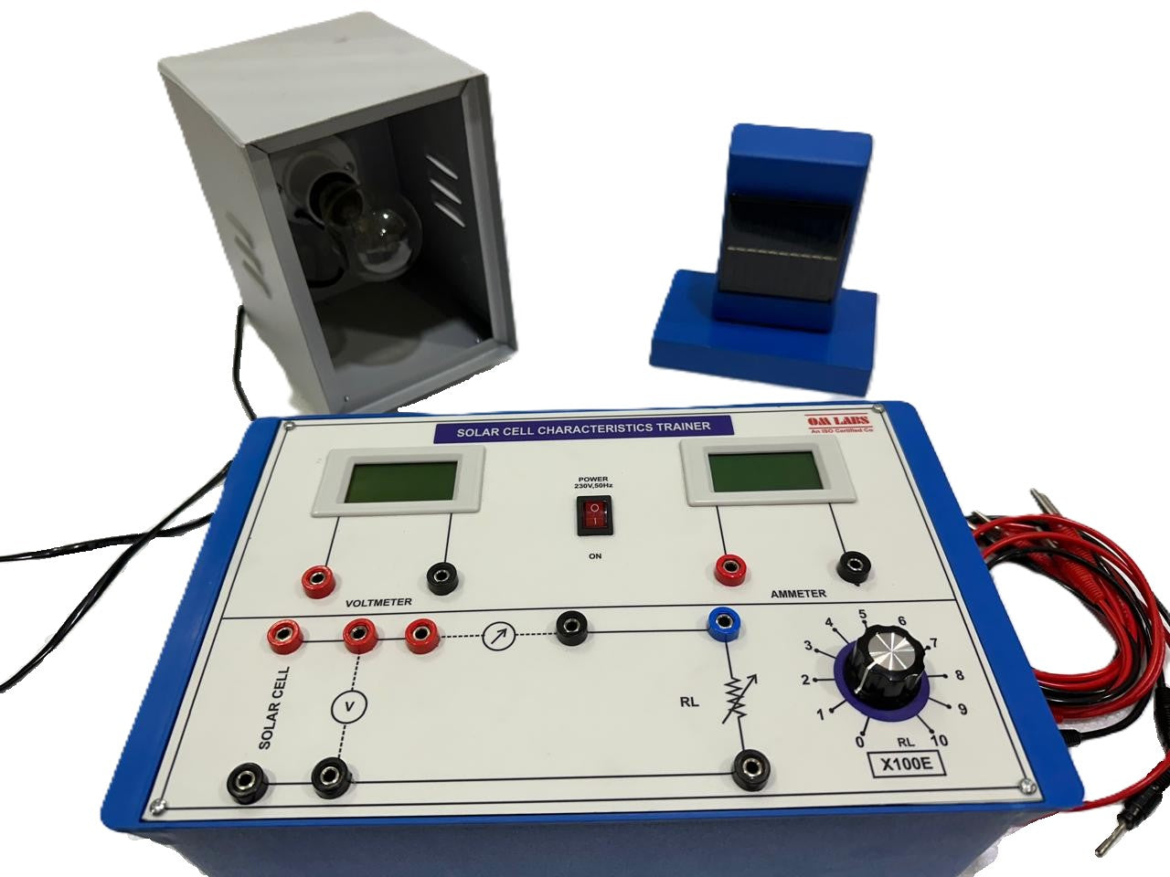 Solar Cell Characteristics Trainer with light source Complete Setup | 2 Digital Meter